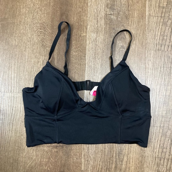Victoria’s Secret Swim Black Long Line Bikini Top Size Large - Picture 1 of 8